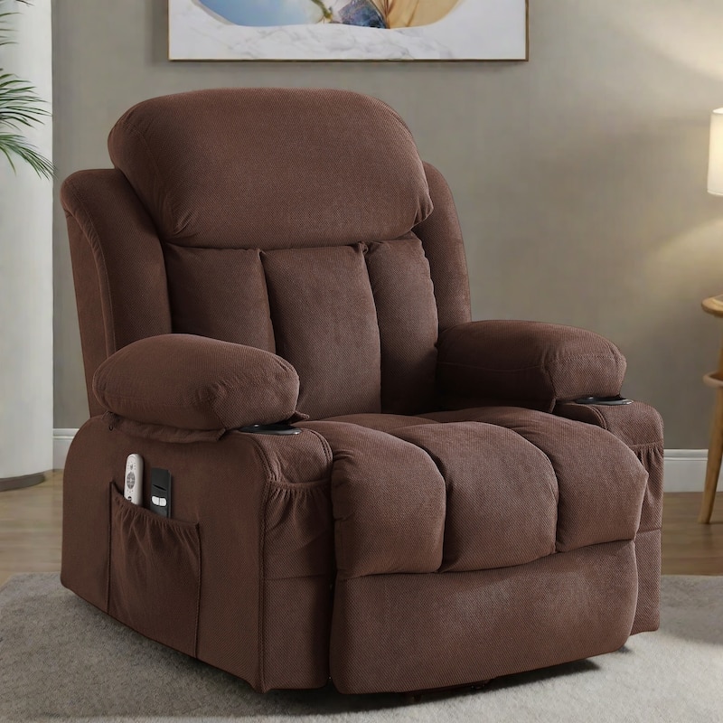Power Lift Recliner Chair with Massage and Heat for , Electric Lift Sofa with Remote Control, USB Port - Brown