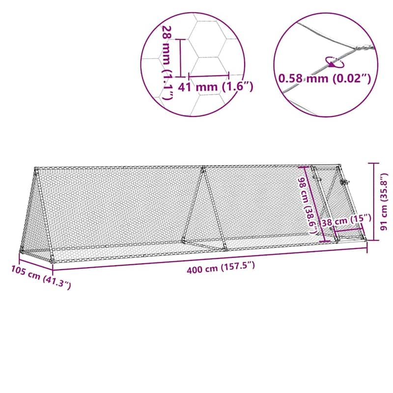 vidaXL Chicken Cage Animal House Coop Shed Backyard Silver Galvanized Steel