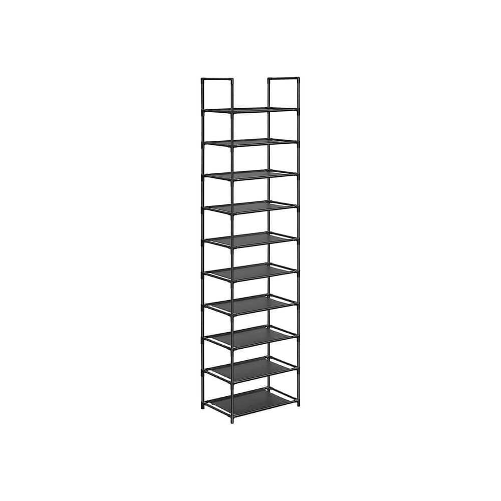 10 Tier Space-Saving Shoe Shelf with Metal Frame and Non-Woven Fabric Shelves