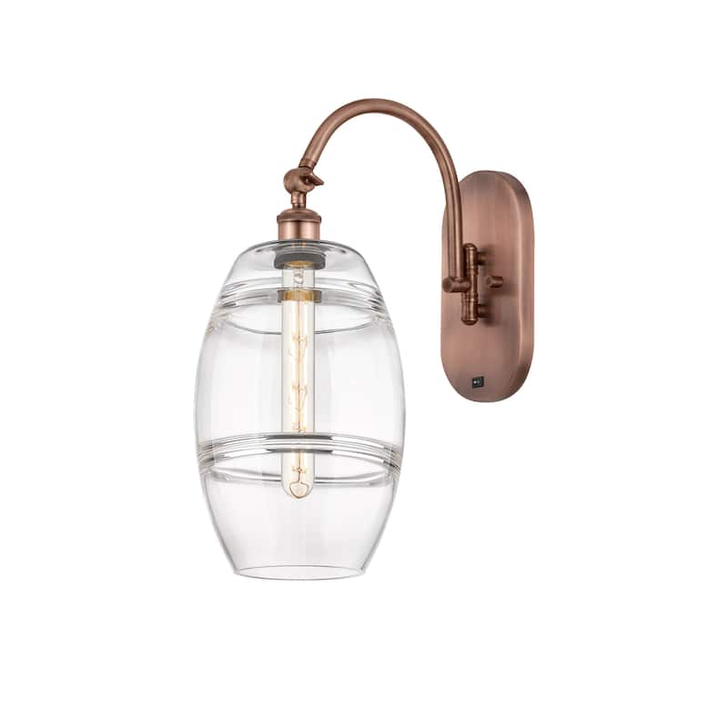 Innovations Lighting 518-1W-13-8 Vaz Sconce Vaz 13" Tall Wall Sconce - Antique Copper / Clear
