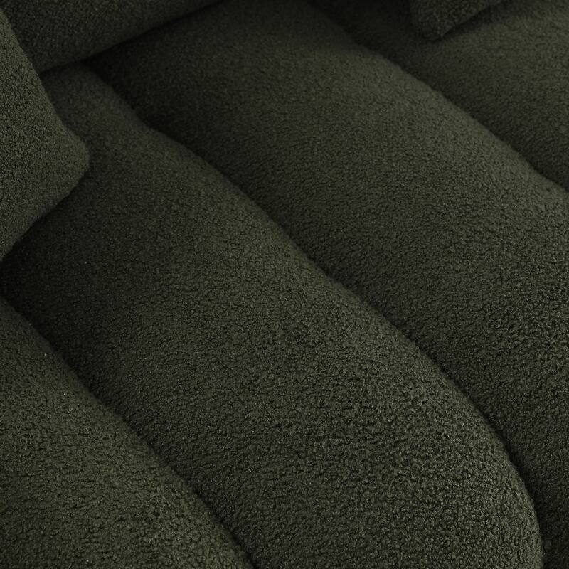 Elegant Teddy Fabric Sofa, Comfortable 3-Seater Couch with Plush Pillows and Chaise