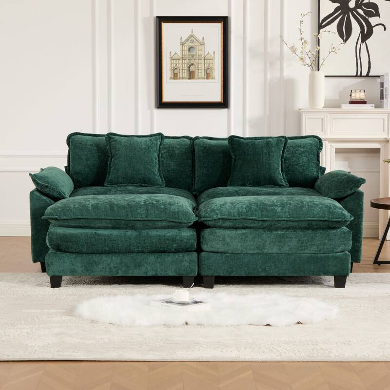Roomfitters Cloud Loveseat Sofa, Modern Chenille Upholstered 2-Seater with Deep Cushions and Wide Armrests