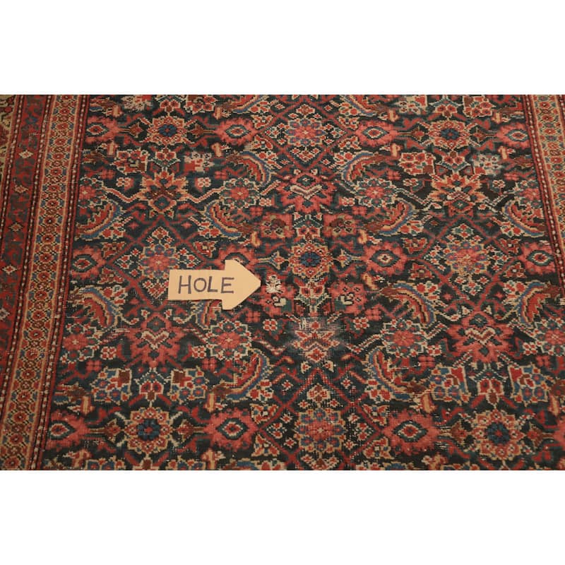 Hand Knotted Oriental 100% Wool Carpet Traditional Floral Navy Blue & Blues Sultanabad Area Rug - 12' 11'' X 6' 0''