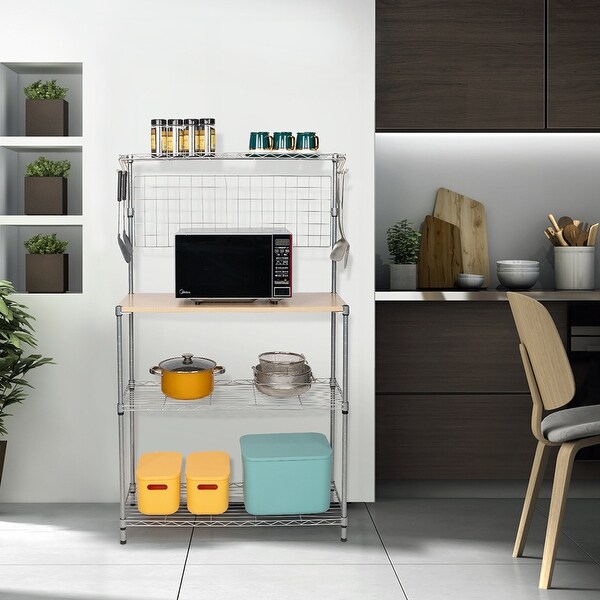 4 Layer Free Standing Bakers Rack with Kitchen Storage Chrome