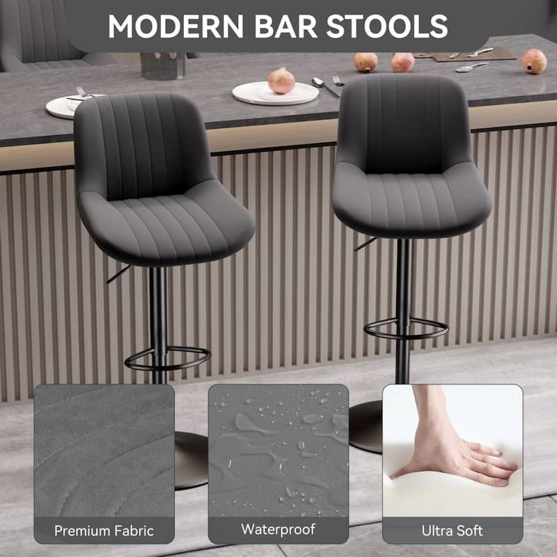 Set of 2 Adjustable Counter Height Swivel Bar Chairs