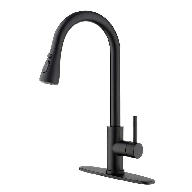 Modern Brushed Nickel Faucets Single Handle High Arc Pull Out Kitchen Faucet