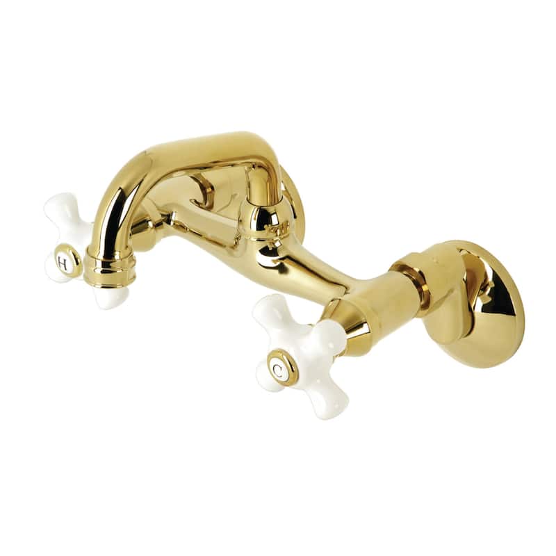 Kingston Brass KS612 Kingston 1.8 GPM Wall Mounted Bridge Bar Faucet - Polished Brass