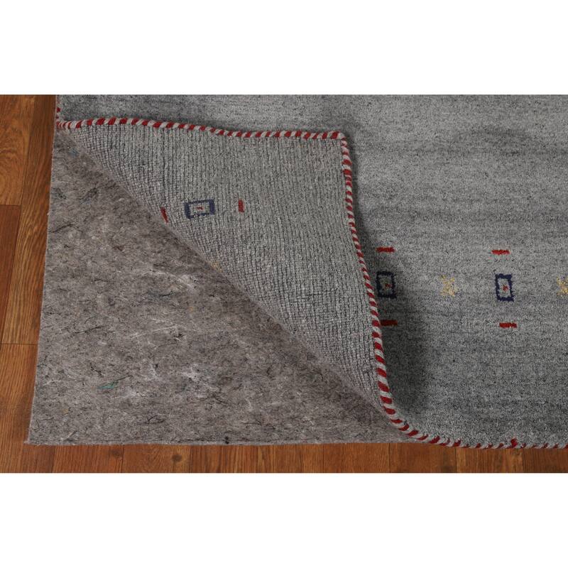 Hand Knotted Oriental 100% Wool Carpet Tribal Animal Pictorial Greys & Charcoal Gabbeh Area Rug - 7' 9'' X 5' 1''