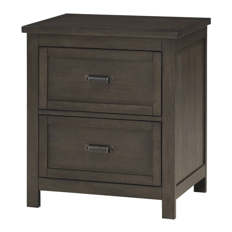 Bron Nightstand, 2 Drawers, Dark Cherry Brown Birch Veneer, 28 Inch