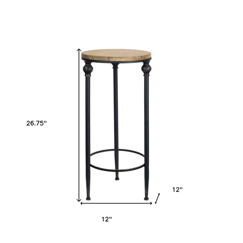 HomeRoots Set Of Two 12" Black And Brown Solid Wood Round End Tables - 15