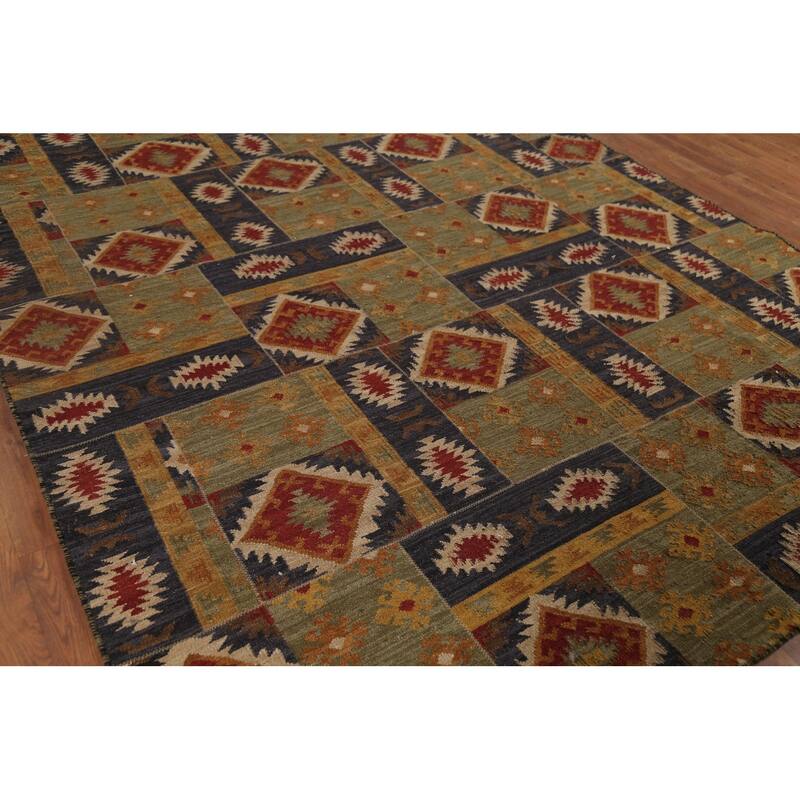 Kilim Oriental Area Rug Flatweave Sotuhwestern Wool Carpet - 7'6"x 10'1"