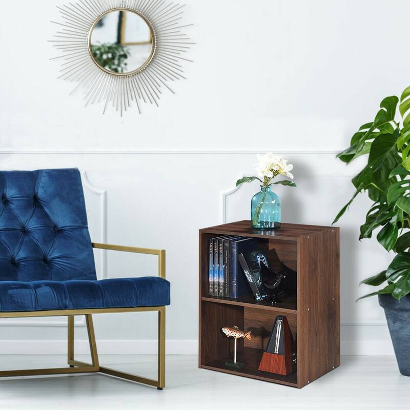 Gymax 2 Tier Open Shelf Night Stand End Table Sofa Side Storage - 17''x11.5''x21.5''