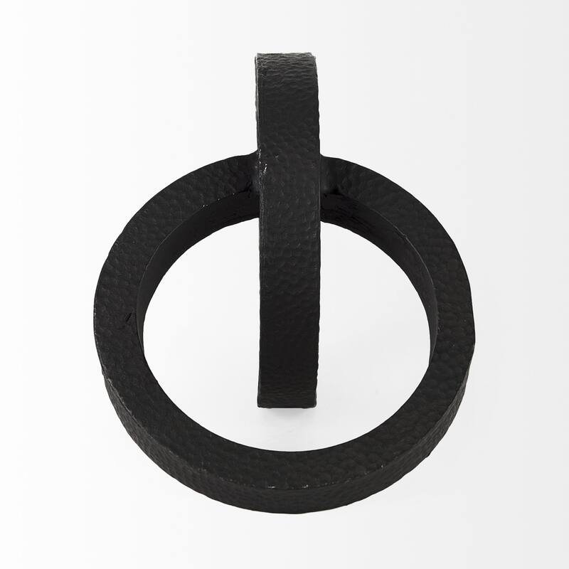Two Ring Hammered Metal Sculpture - 6" W x 8" D x 6" H