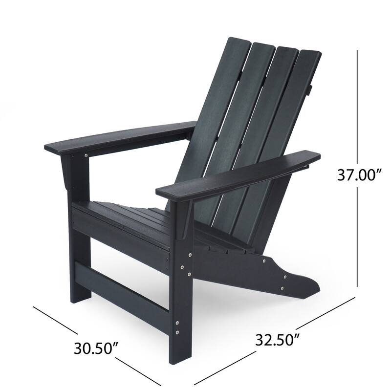 Elisa Outdoor Adirondack Chair, Waterfall Front, Slatted, Black Finish