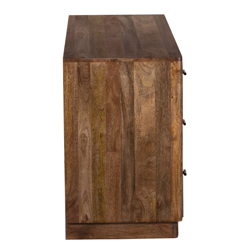Tao 6 Drawers Dresser, Mango Wood, Walnut Finish, 60"
