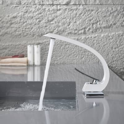 Single Handle Bathroom Faucet White Modern Bathroom Sink Faucets Single Hole Basin Vanity Mixer Taps With Deck Plate