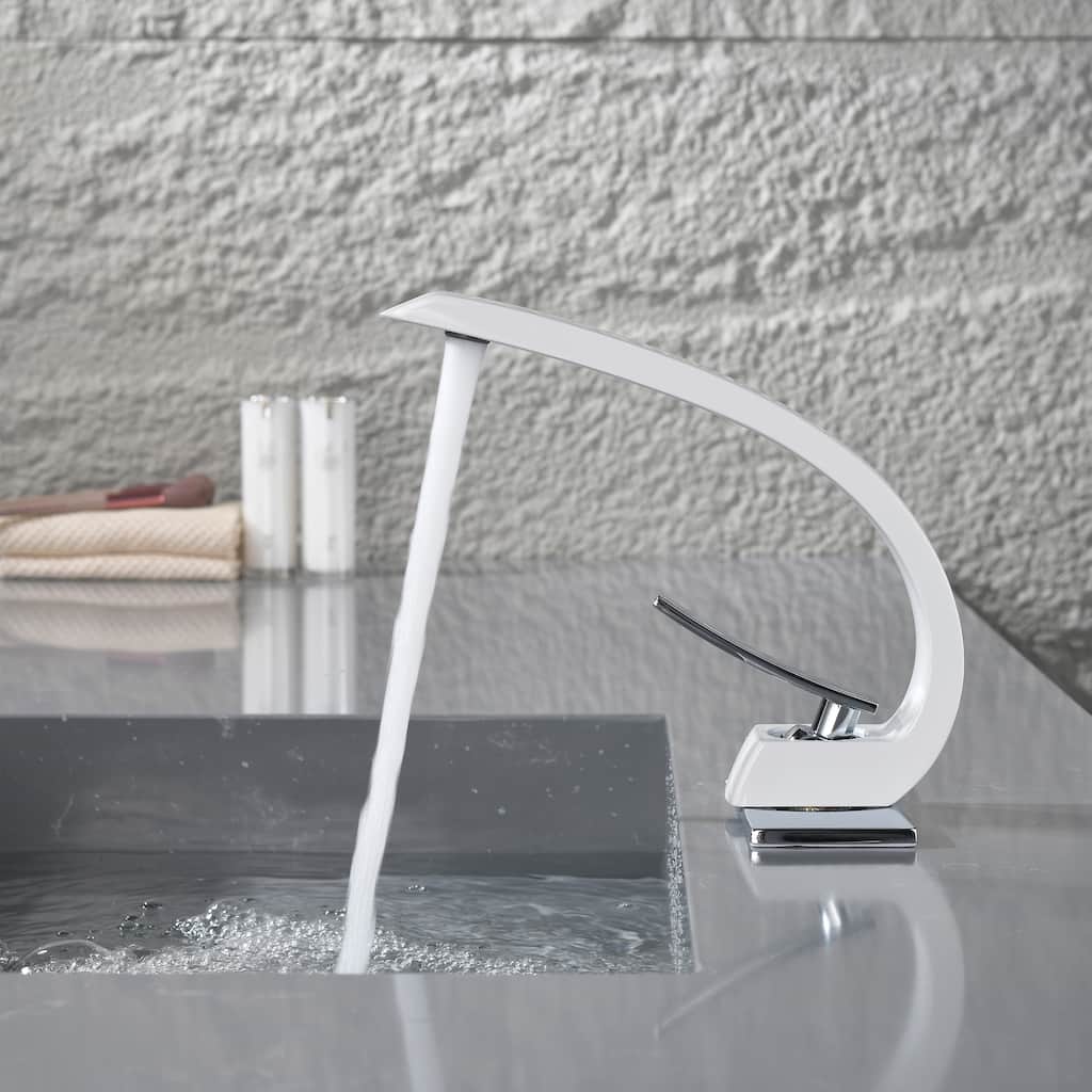 Single Handle Bathroom Faucet White Modern Bathroom Sink Faucets Single Hole Basin Vanity Mixer Taps With Deck Plate