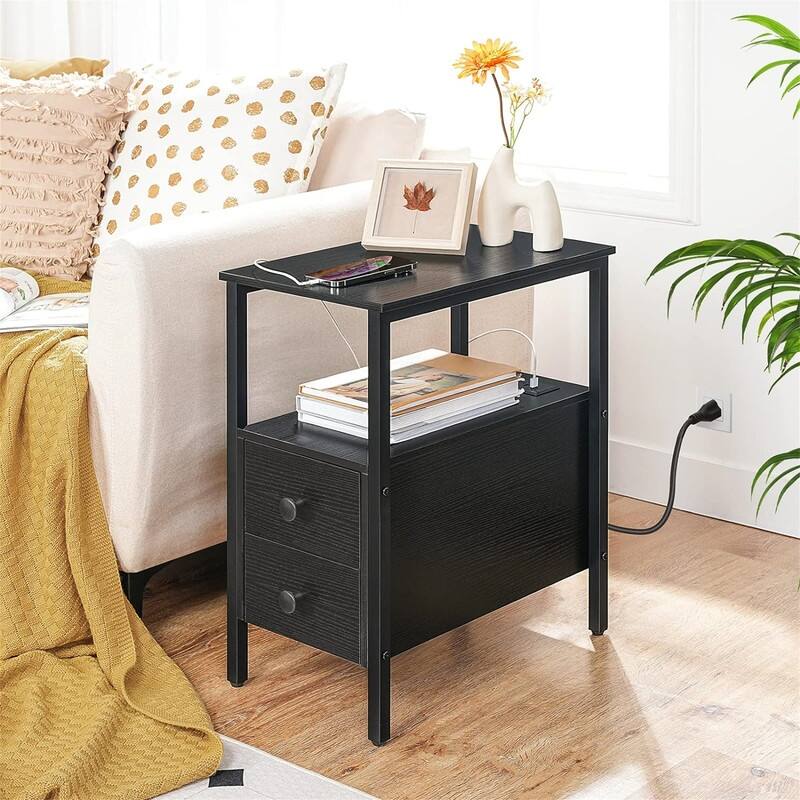 End Table with Charging Station - 11.8"D x 18.9"W x 24"H
