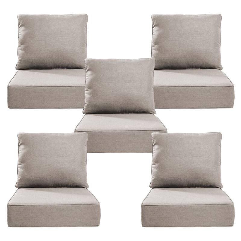 22" W x 24" D x 6" T Outdoor Lounge Chair Replacement Cushion Set Water and Fade Resistant - 5 Sets - Beige