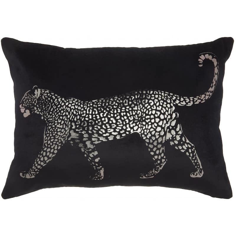 HomeRoots Black Leopard Lumbar Pillow - Black