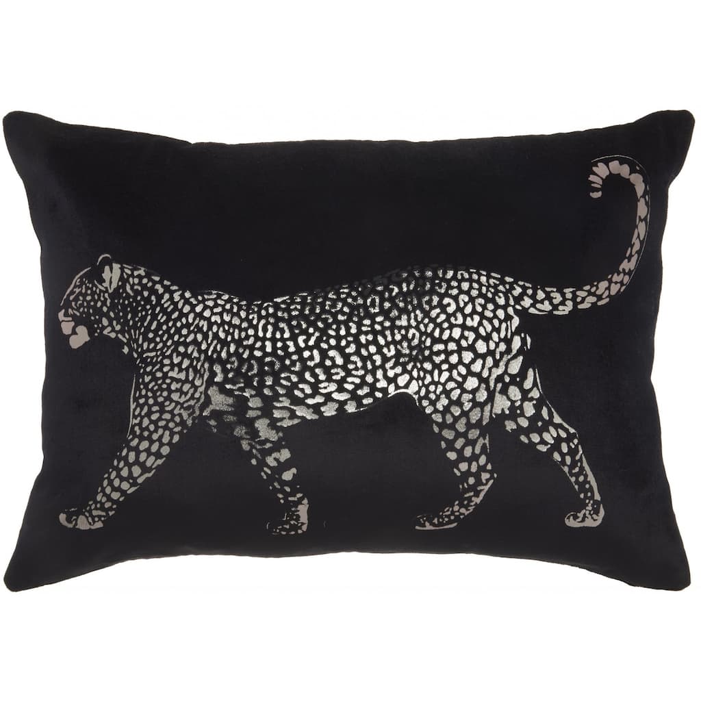 HomeRoots Black Leopard Lumbar Pillow