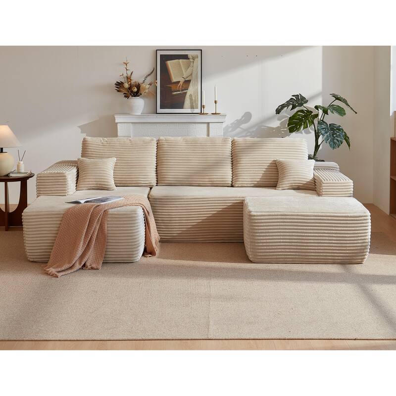 104" Cloud Sectional Sofa with U-Shaped Chaise, Modern Modular Couch with Deep Seat, Upholstered Living Room Sofa