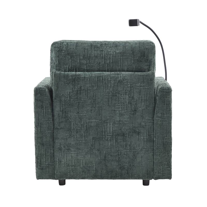 Multifunctional Lazy Person Sofa Recliner,Storage Backrest With Cell Phone Bracket Chenille Single Leisure Chair