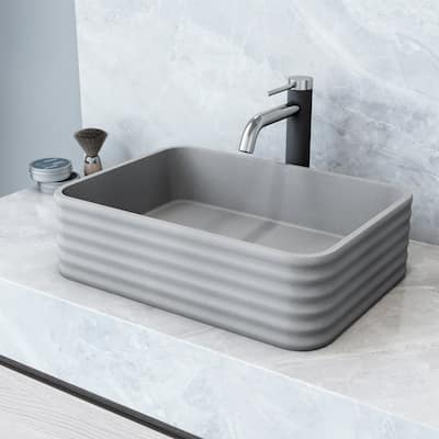 VIGO Cadman 18"L x 13"W Concrete Vessel Sink and Lexington 10"H Faucet Set