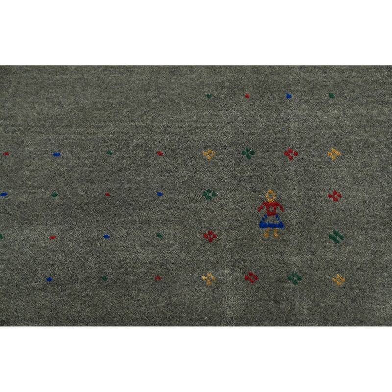Hand Knotted Oriental 100% Wool Carpet Tribal Tribal Greys & Charcoal Gabbeh Area Rug - 12' 1'' X 9' 1''