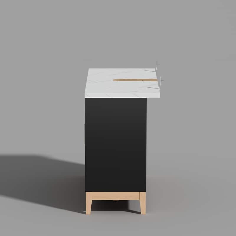 47.2" Stylish & Spacious: Modern Black Bathroom Vanity Set