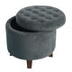 preview thumbnail 11 of 22, HomePop Velvet Round Storage Ottoman Gunmetal