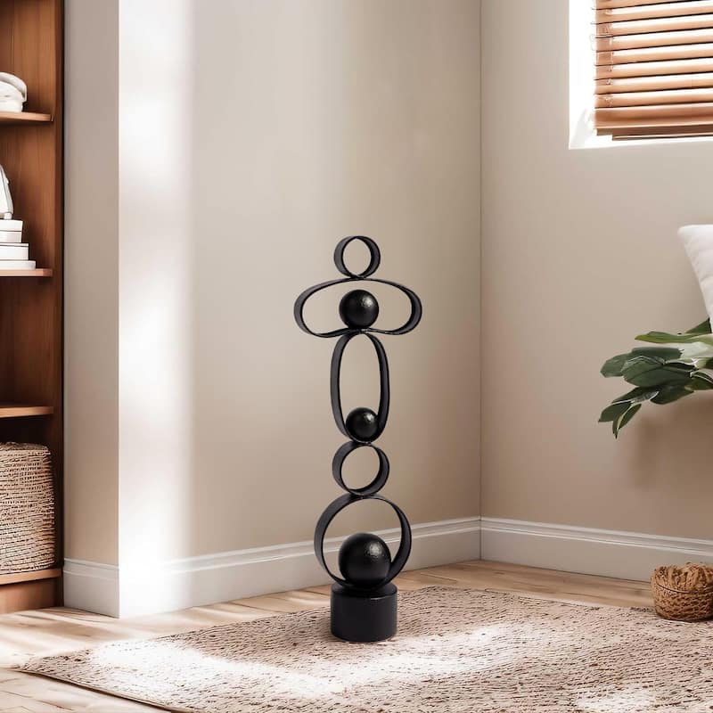Glitzhome 25.50"H Modern Abstract Black White Metal Sculpture Table Decor