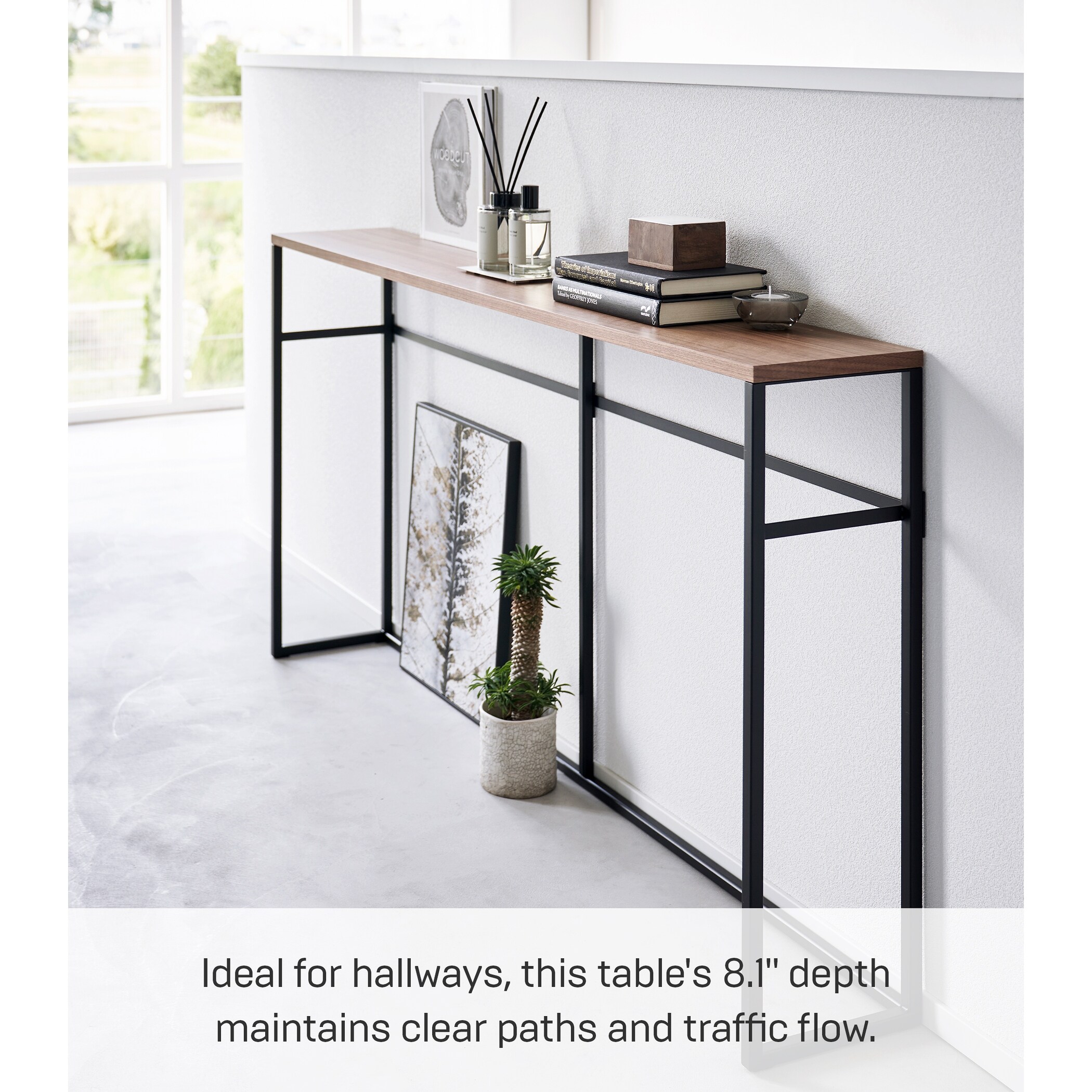 Yamazaki Home Long Console Table - Two Styles, Steel, Open, Holds Yamazaki Home Long Console Table - Two Styles, Steel, Open, Holds