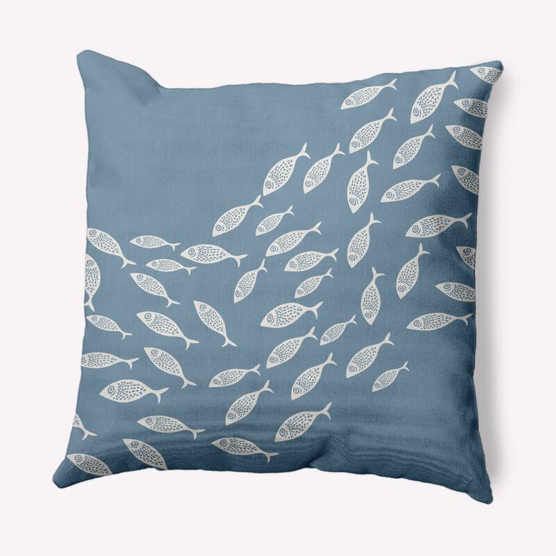Escuela Nautical Indoor/Outdoor Throw Pillow - Dusty Smoke - 18" x 18"