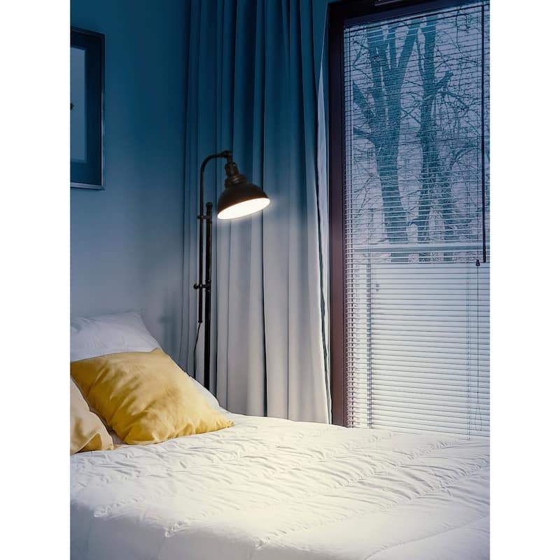 Brightech Dylan 65.5 in. Distressed Bronze Farmhouse Height Adjustable LED Floor Lamp with Bronze Metal Bowl Shade