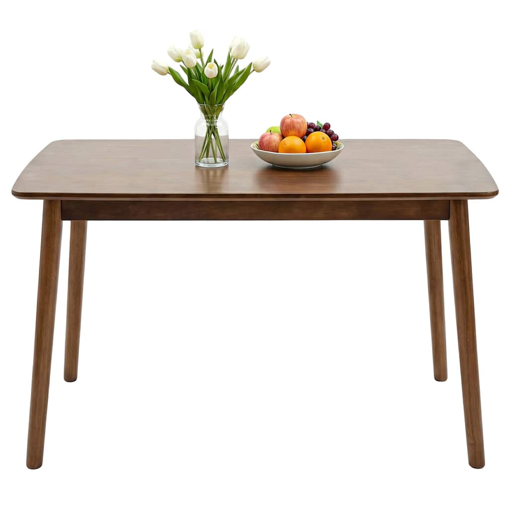 Solid Wood Dining Table, 47"Rectangular Dining Table, Mid Century Modern Kitchen Table with Rounded Corners, Easy to Assemble
