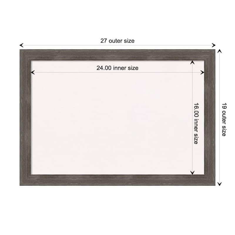 Pinstripe Lead Grey Wood Framed White Corkboard Bulletin Board - Board Size 24x16