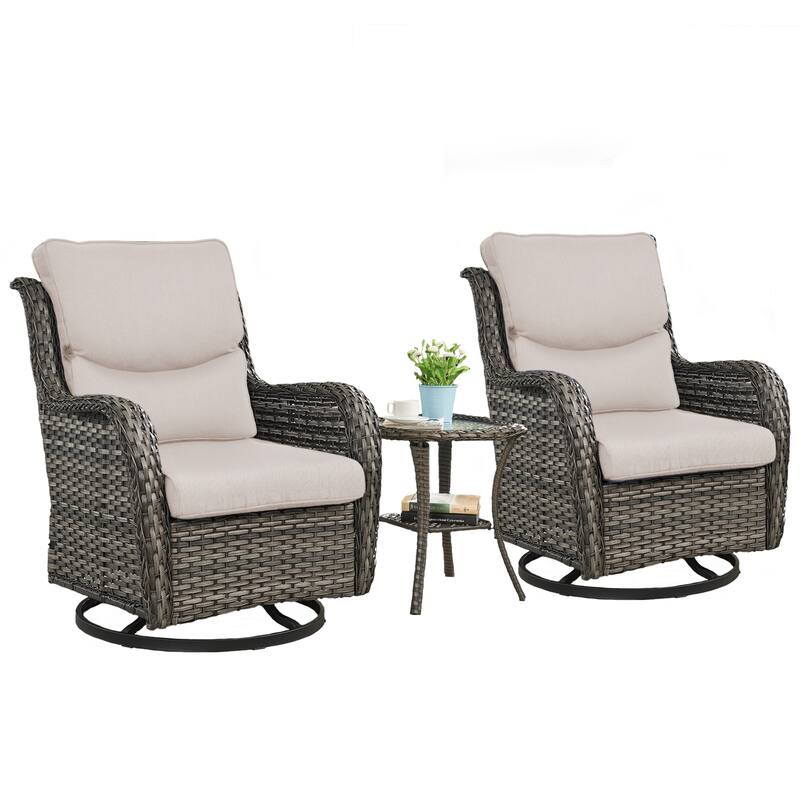 Pocassy Outdoor Swivel Chairs Patio Furniture Set