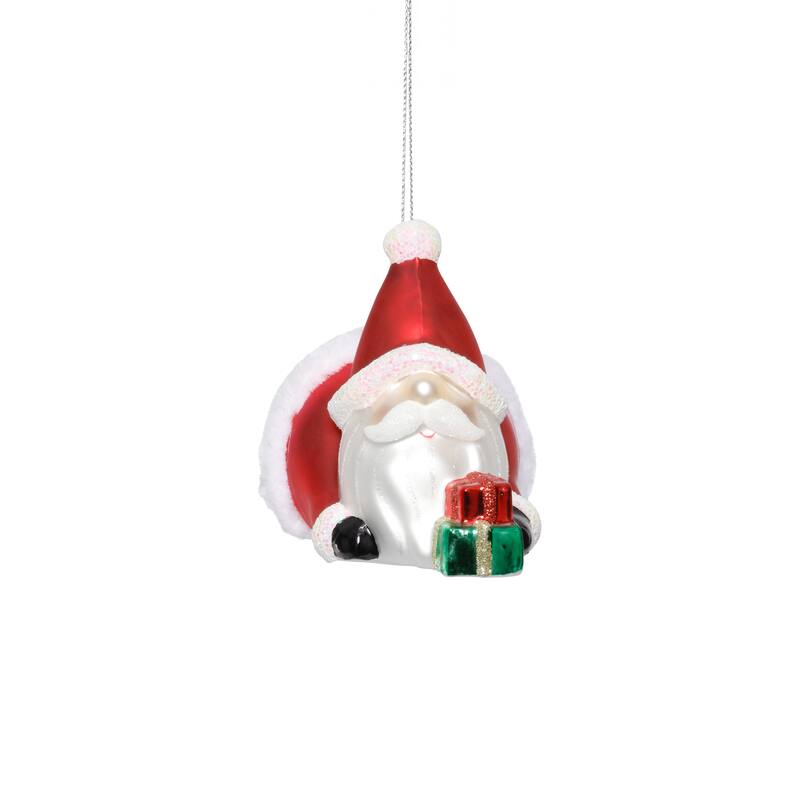 Glass Santa Laying Down Christmas Ornaments, 6 Hanging Pieces (3 Sets of 2)