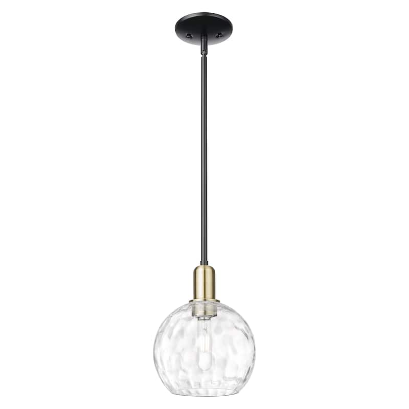 Innovations Lighting Endless Possibilities Arcadia - Athens Water Glass - 1 Light 8" Stem Hung Mini Pendant - Clear Water Glass/Black Antique Brass
