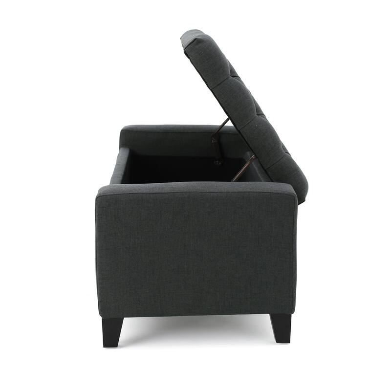 Modern Button-tufted Storage Ottoman Bench-Dark Gray