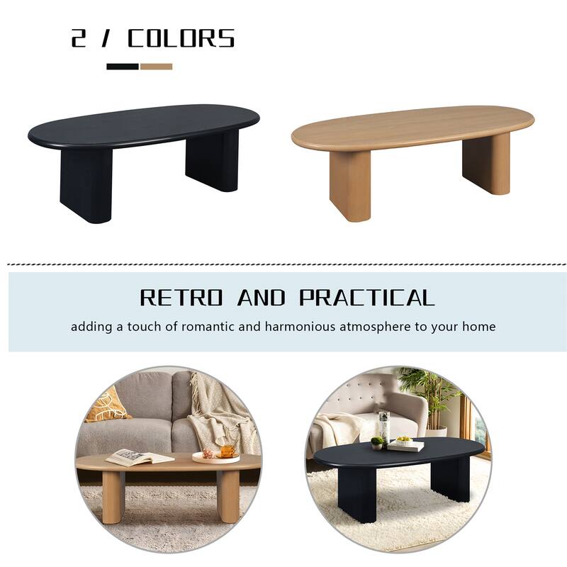 51'' Tapered Tabletop Coffee Table, NATURAL WOOD/BLACK