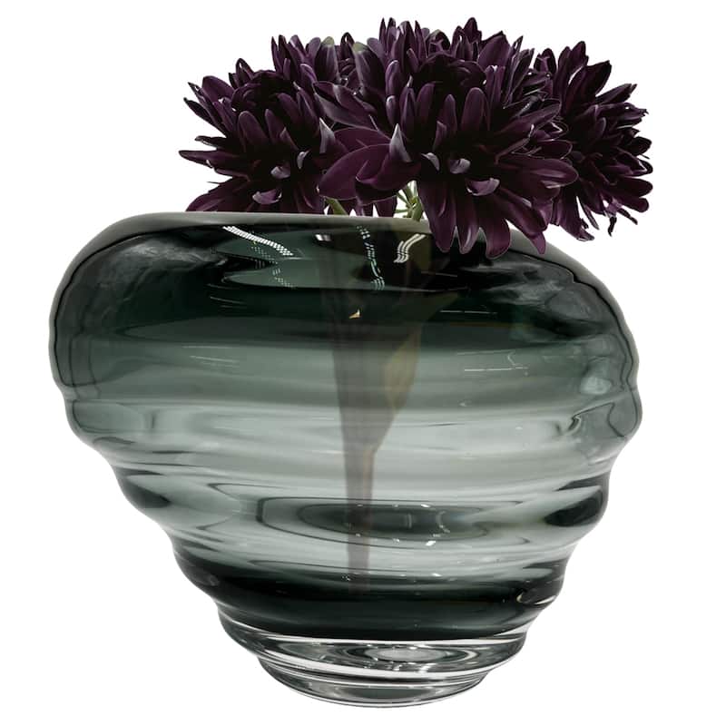 7" High Premium Contemporary Glass Vase in Grayish Blue