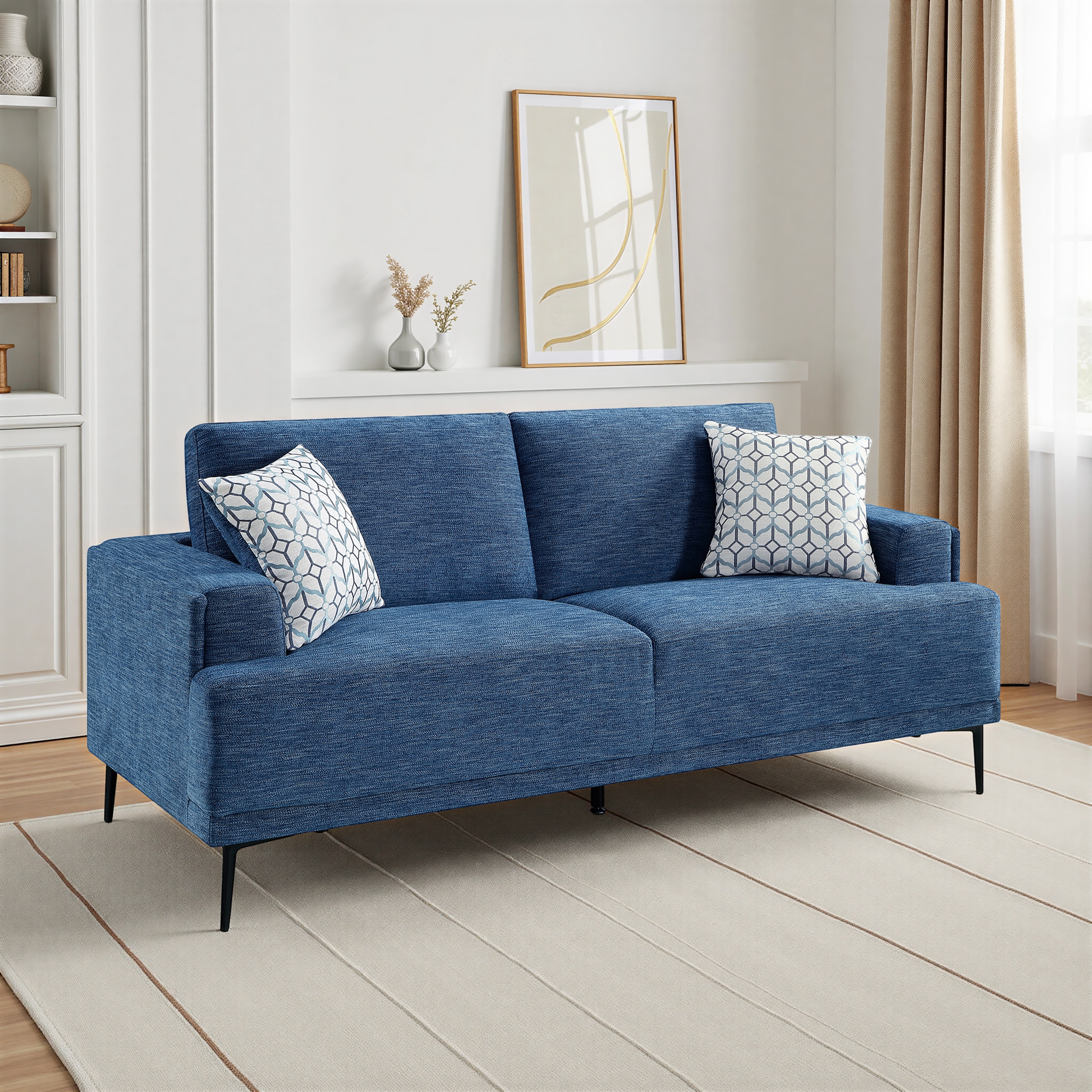 Luma 83" Chenille Living Room Loveseat with Two Decor Pillows