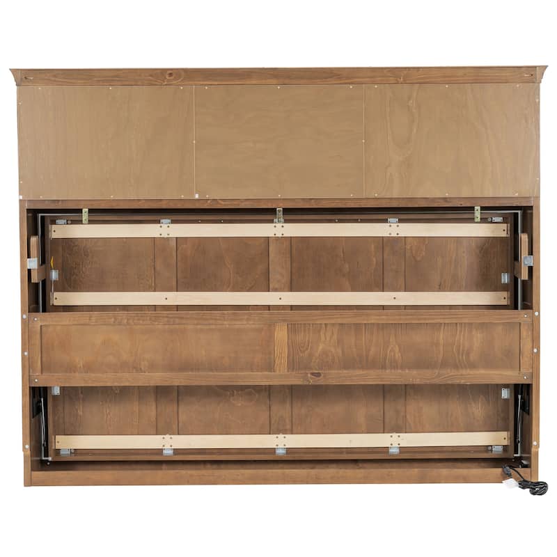 Sturdy Twin Size Murphy Bed with 2 USB Ports Drawer and Storage Cabinets