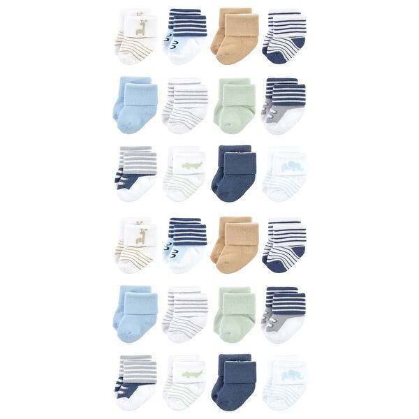 slide 1 of 1, Luvable Friends Cotton Rich Baby Terry Socks 24-Pack, Safari 0-6 Months - Safari