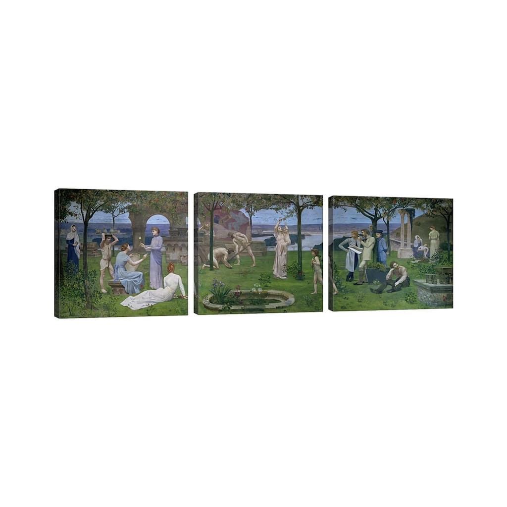 iCanvas "Between Art and Nature, 1890" by Pierre Puvis de Chavannes 3-Piece Canvas Wall Art Set