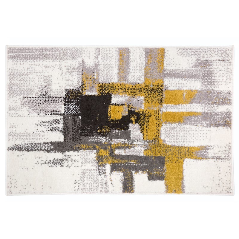 World Rug Gallery Modern Abstract Art Area Rug - 2' x 3' - Gold