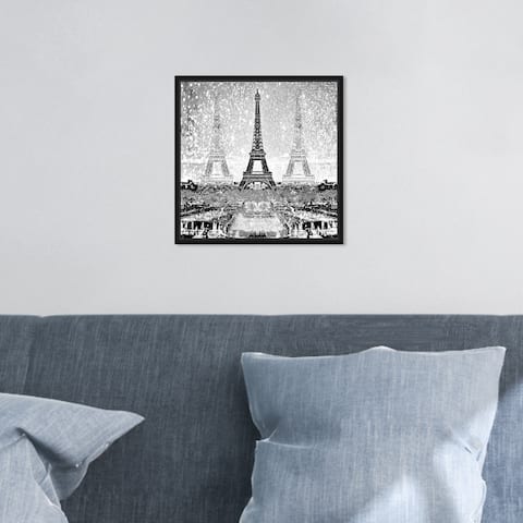 Oliver Gal 'Triple Paris SILVER' Cityscapes Gray Wall Art Canvas Print