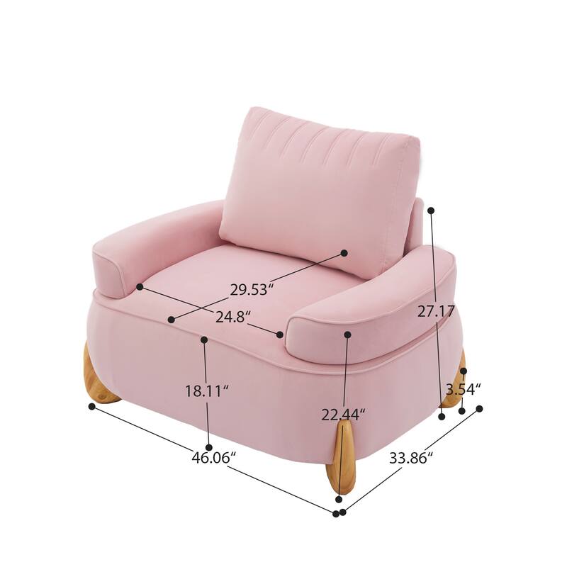 Oversized Velvet Accent Armchair with a Large Removable Ottoman